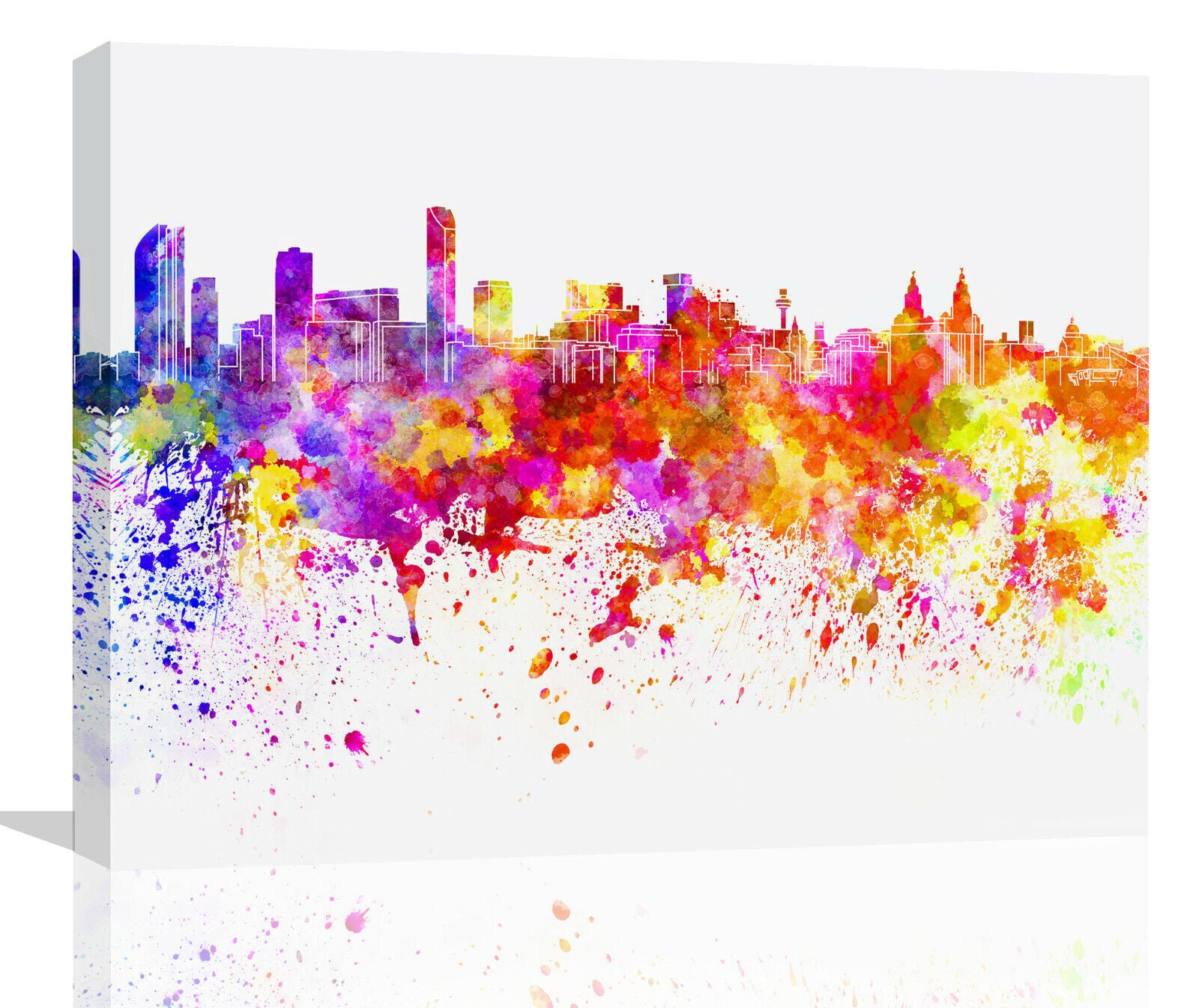 Multi-coloured Liverpool Skyline Abstract CANVAS WALL ART Picture Print