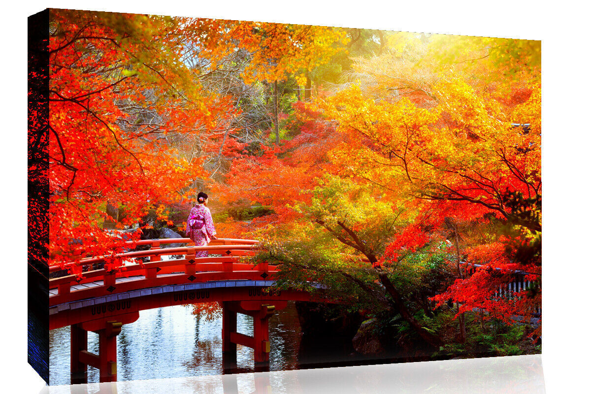 Japanese Autumn Leaves Trees Canvas Wall Art Picture Print