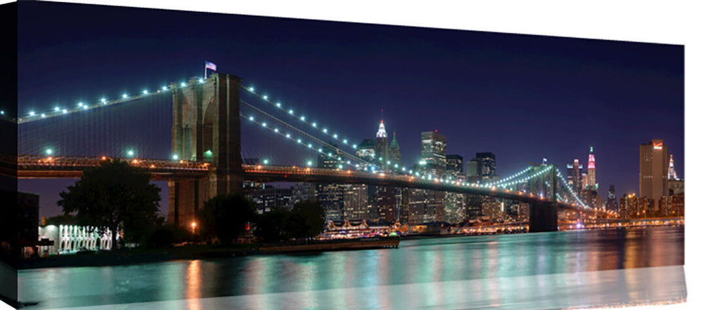 New York Brooklyn Bridge Landscape Panoramic Canvas Wall Art Picture Print
