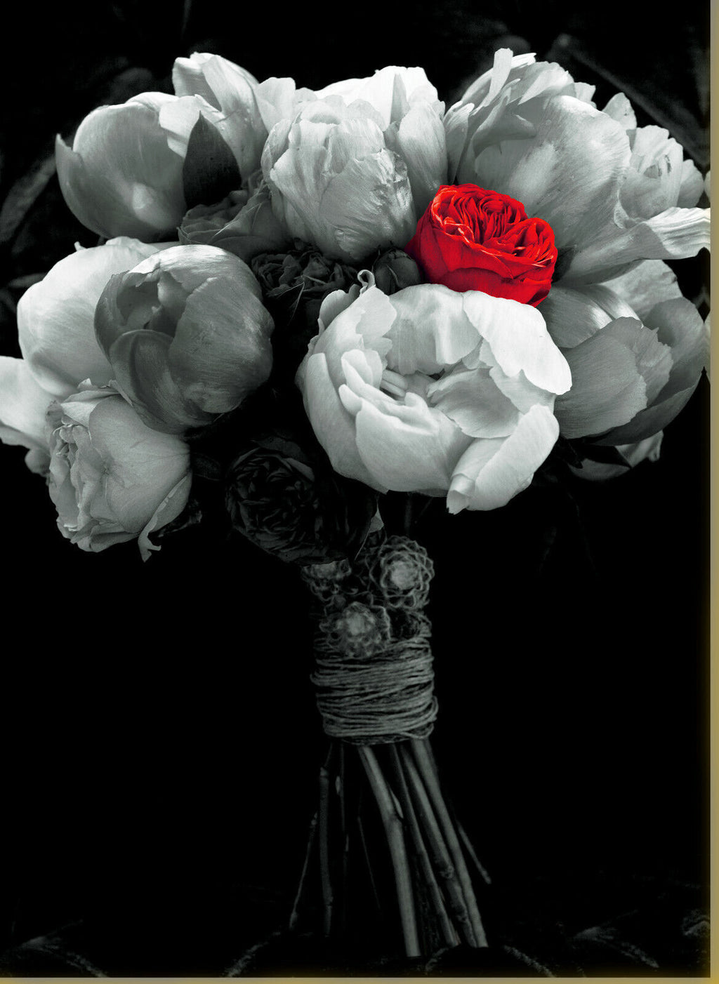 Abstract flowers with one red flower Canvas Wall Art Picture Print- ALL SIZES