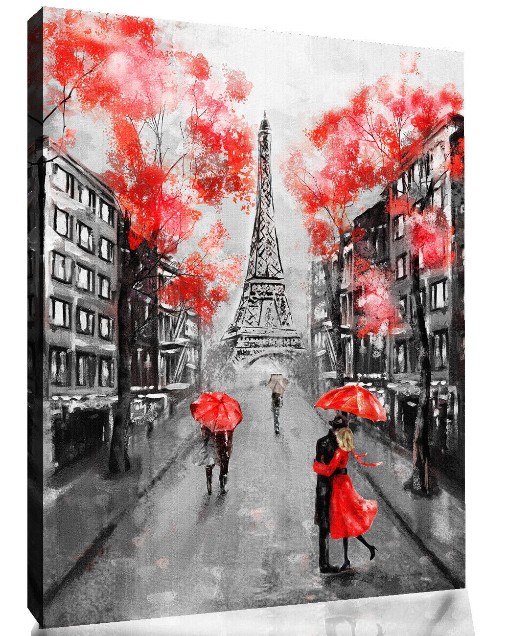 Red Black & White Paris Oil Painting Canvas Wall Art Picture Print Various Sizes