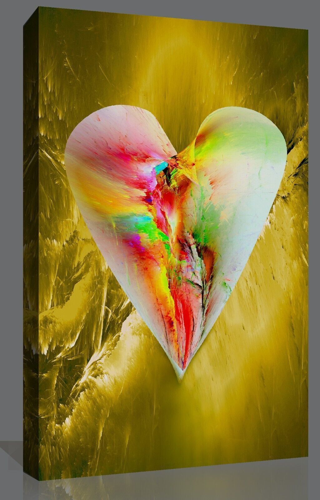 Abstract Yellow Heart CANVAS WALL ART Picture Print