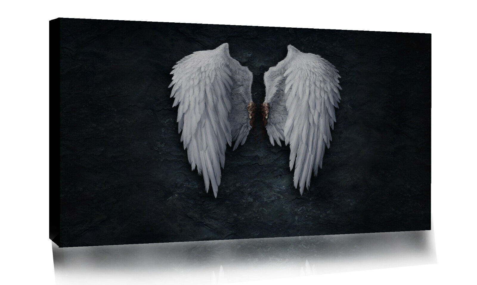 FALLEN BROKEN ANGEL WHITE WINGS ON BLACK BANKSY CANVAS WALL ART PICTURE PRINT