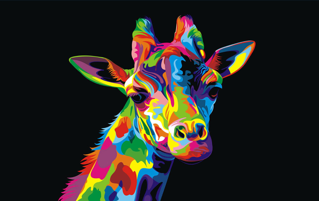 Colourful Giraffe Abstract Pop Art Canvas Wall Art Picture Print