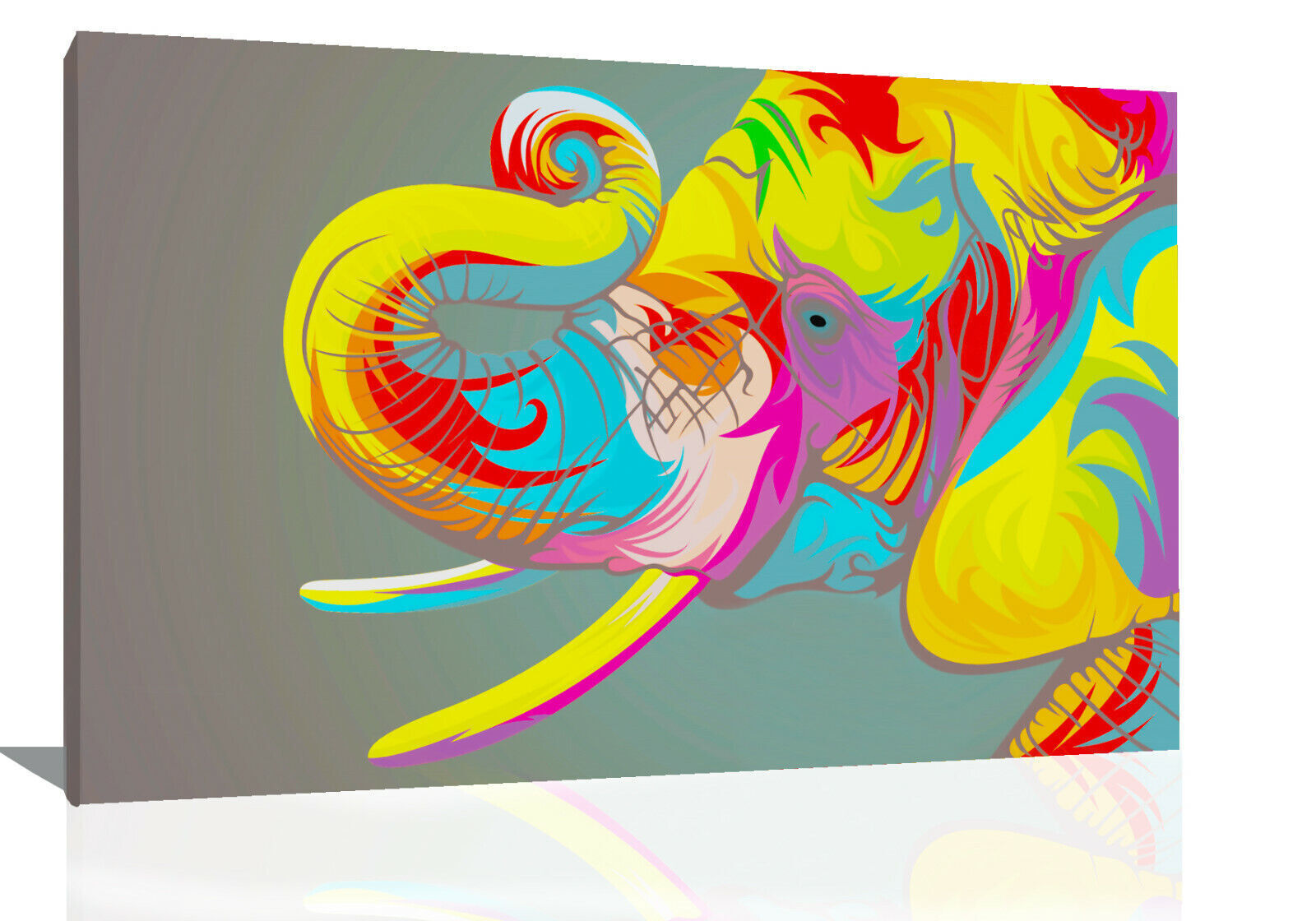 Colourful pop art abstract Elephant Canvas Wall Art Picture Print