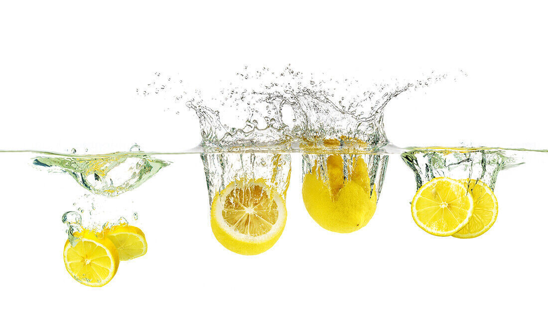 Lemon Fruit Splash Kitchen Picture CANVAS WALL ART Print Picture - Yellow