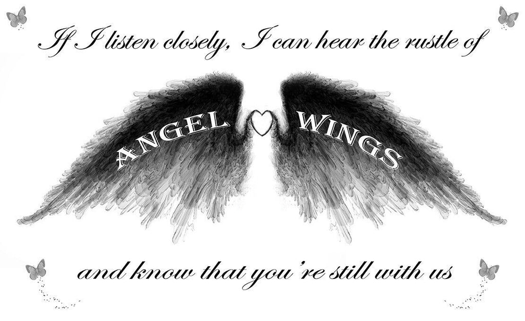 Angel Wings Wall Art Picture 'IF I Listen Closely' Quote Canvas Print White