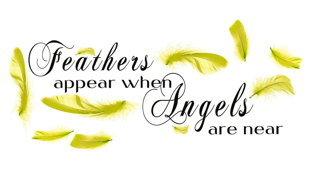Yellow Feathers appear when angels quote Canvas Wall Art Picture Print
