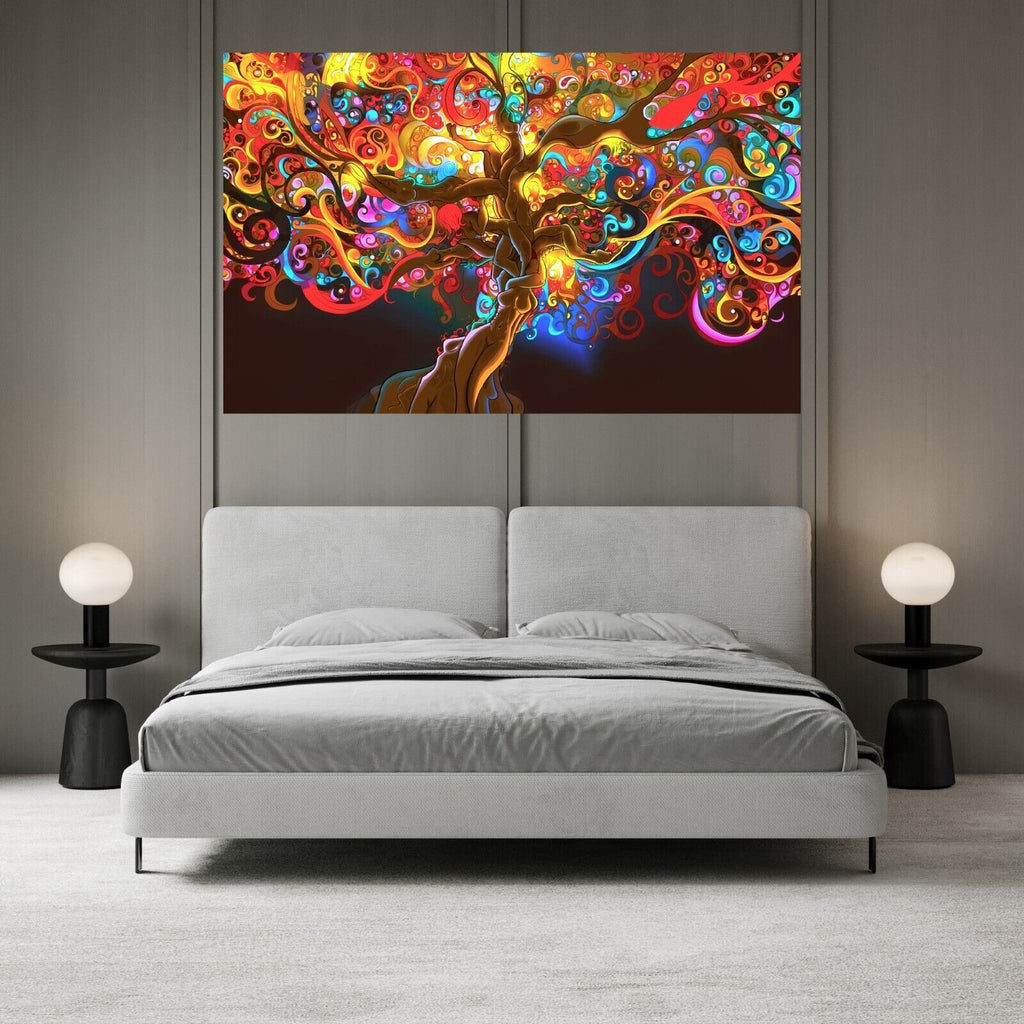 Psychedelic Trippy Art Women in Tree Canvas Wall Art Picture Print