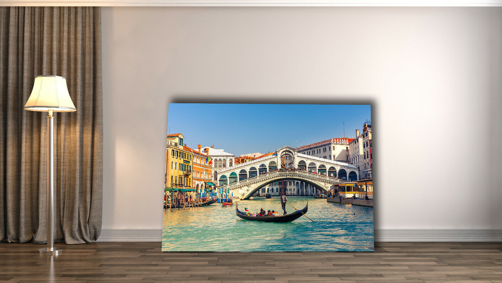 Rialto Bridge In Venice CANVAS WALL ART Picture Print - Coloured
