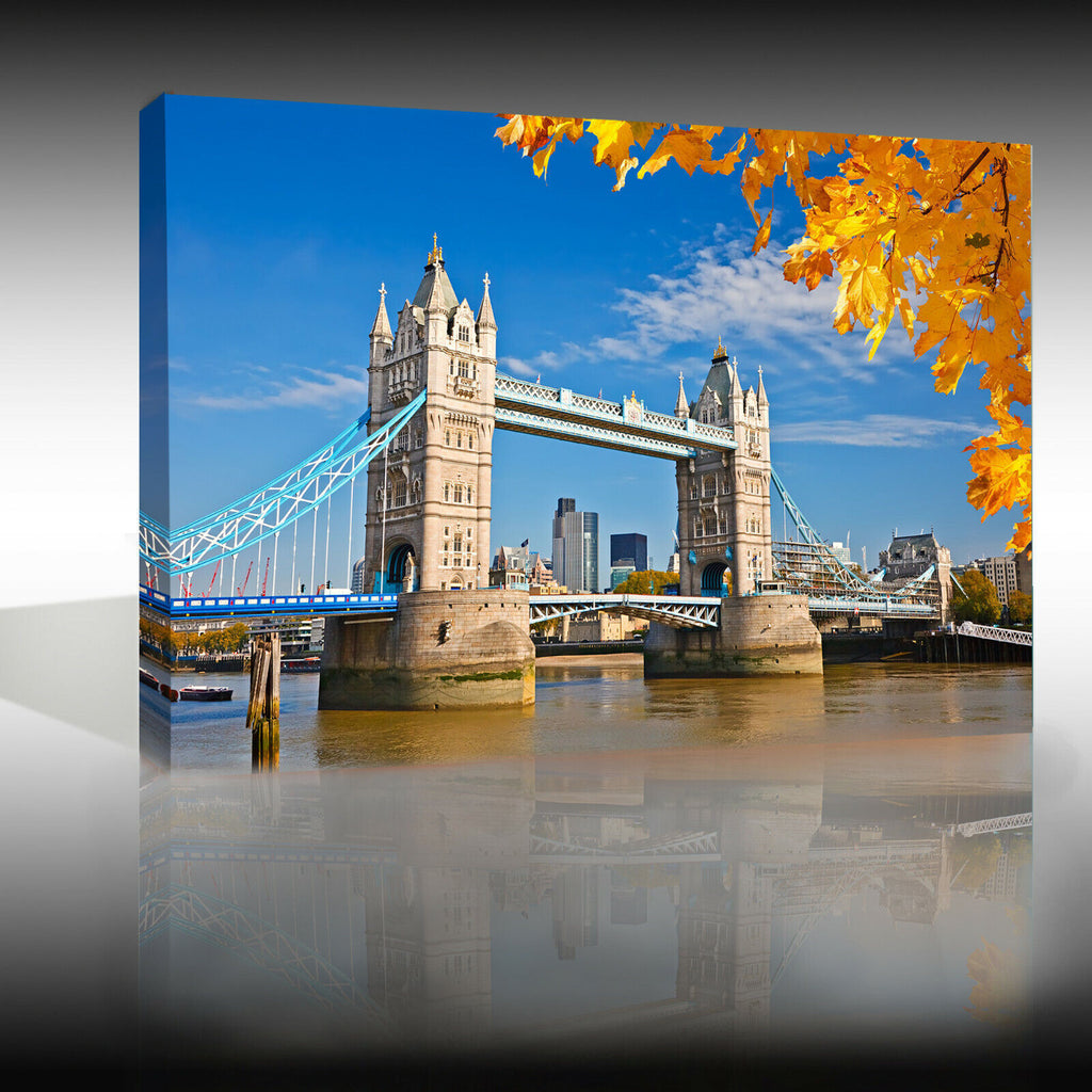 Tower Bridge London in Autumn CANVAS WALL ART Picture Print A4 A1 A2