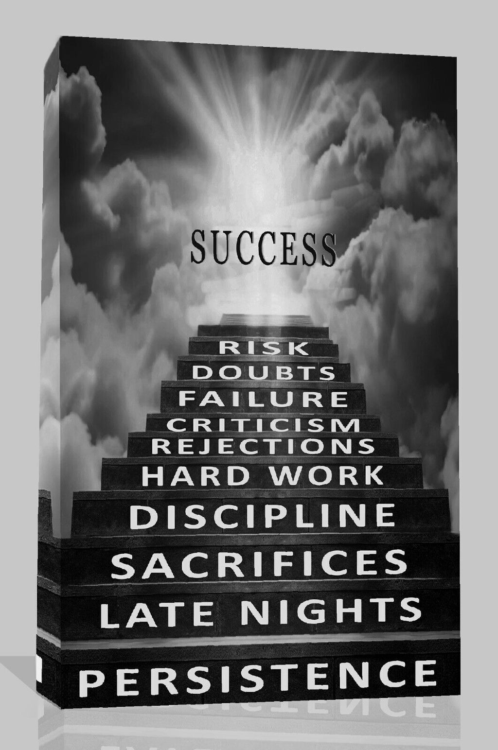 Inspirational Motivation Success Canvas Wall Art Picture Print - Black & White