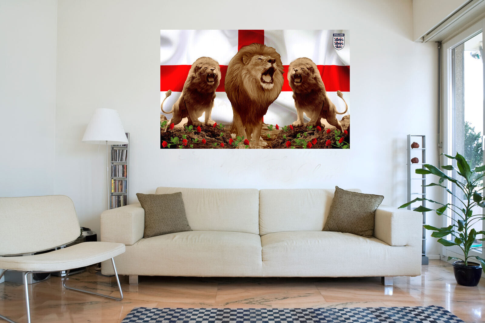 England Football 3 Lions Sports Canvas Wall Art Picture Print Free Fast Delivery