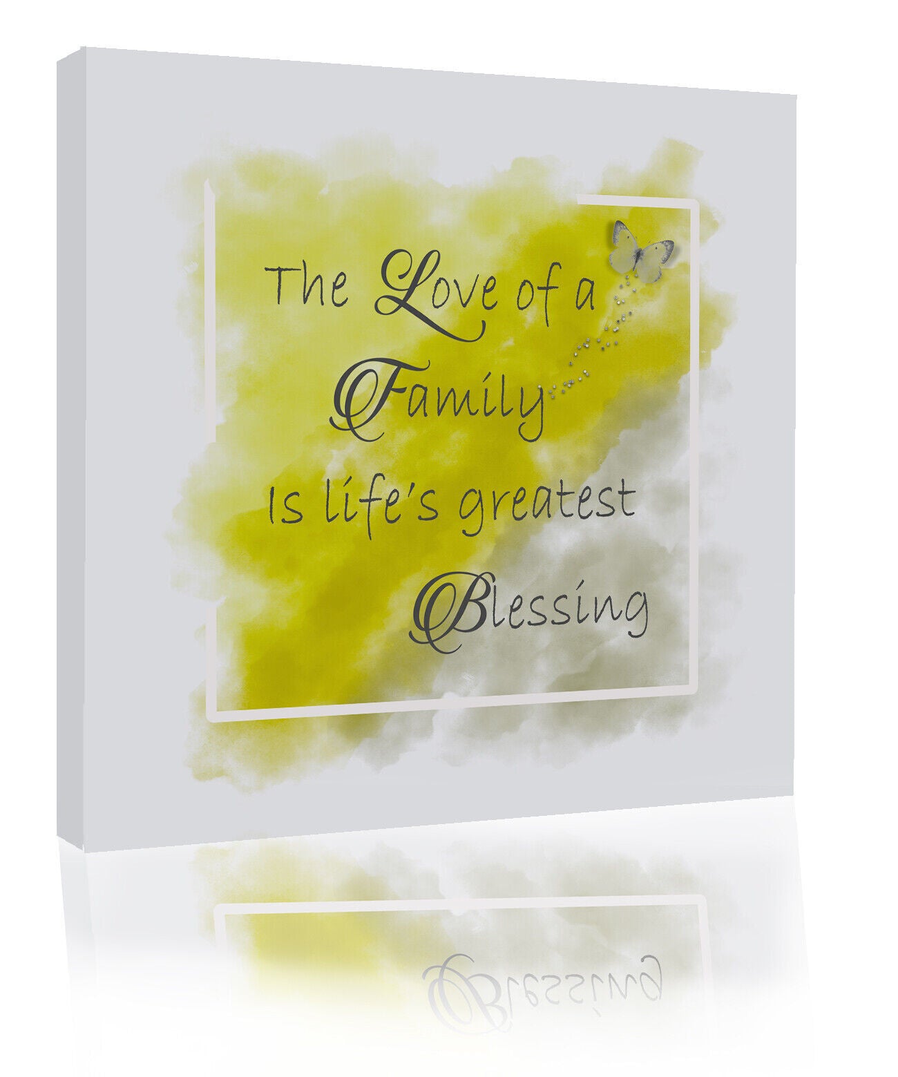 Watercolours Yellow & Grey Family Quote Canvas Wall Art Picture Print