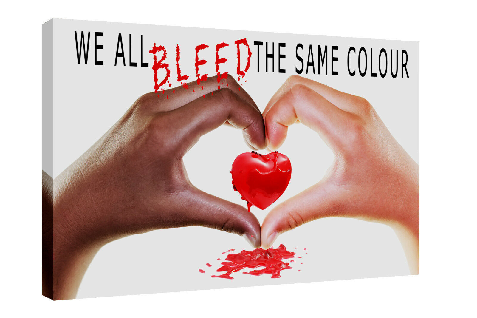 We all bleed the same colour - end racism quote Canvas Wall Art Picture Print