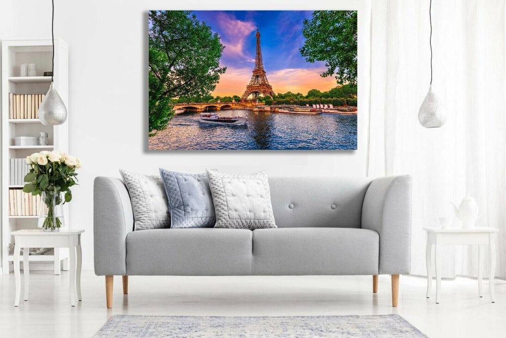 Eiffel Tower In Paris Landscape Canvas Wall Art Picture Print