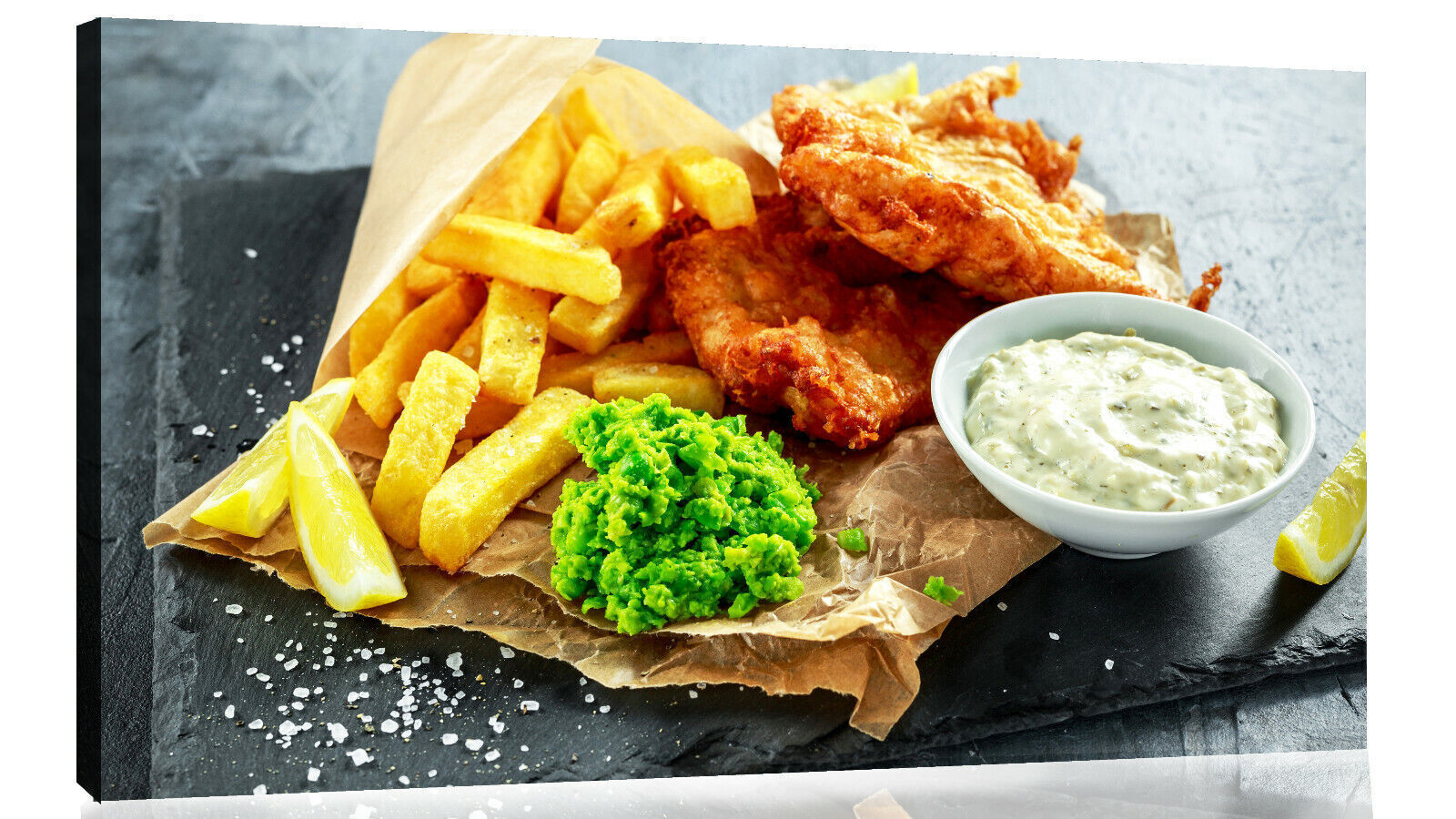 English Fish & Chips Shop Restaurant Food Canvas Wall Art Picture Print