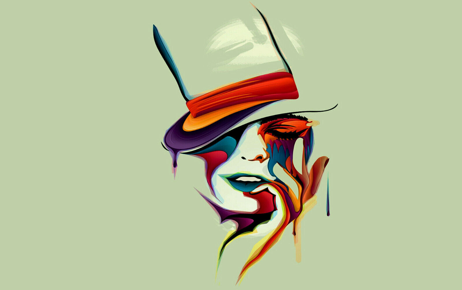 Abstract Face Grey and Multi Coloured CANVAS WALL ART PICTURE PRINT