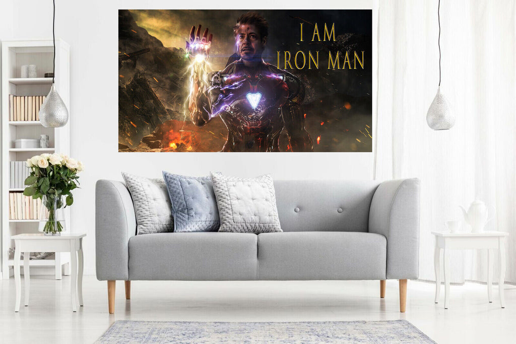 I am Iron Man - Avengers Film CANVAS WALL ART Picture Print Red