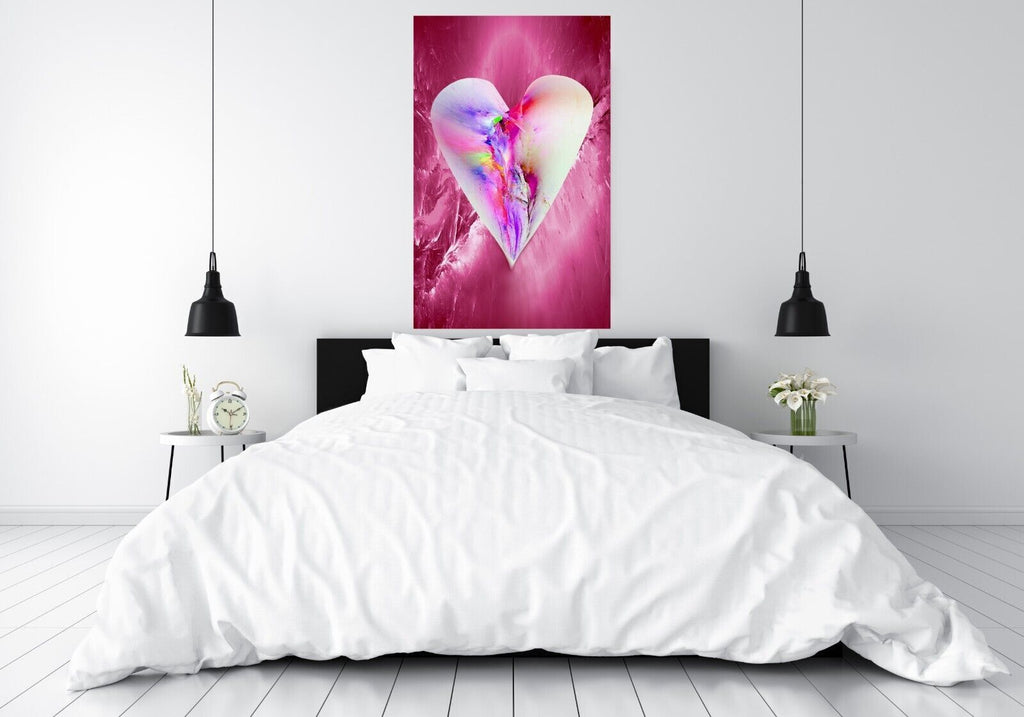 Abstract Pink Heart CANVAS WALL ART Picture Print
