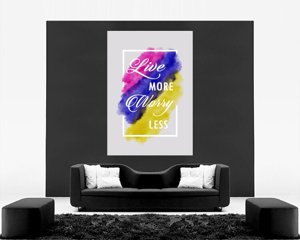 Live More Multi Coloured Inspirational Quote Canvas Wall Art Picture Print