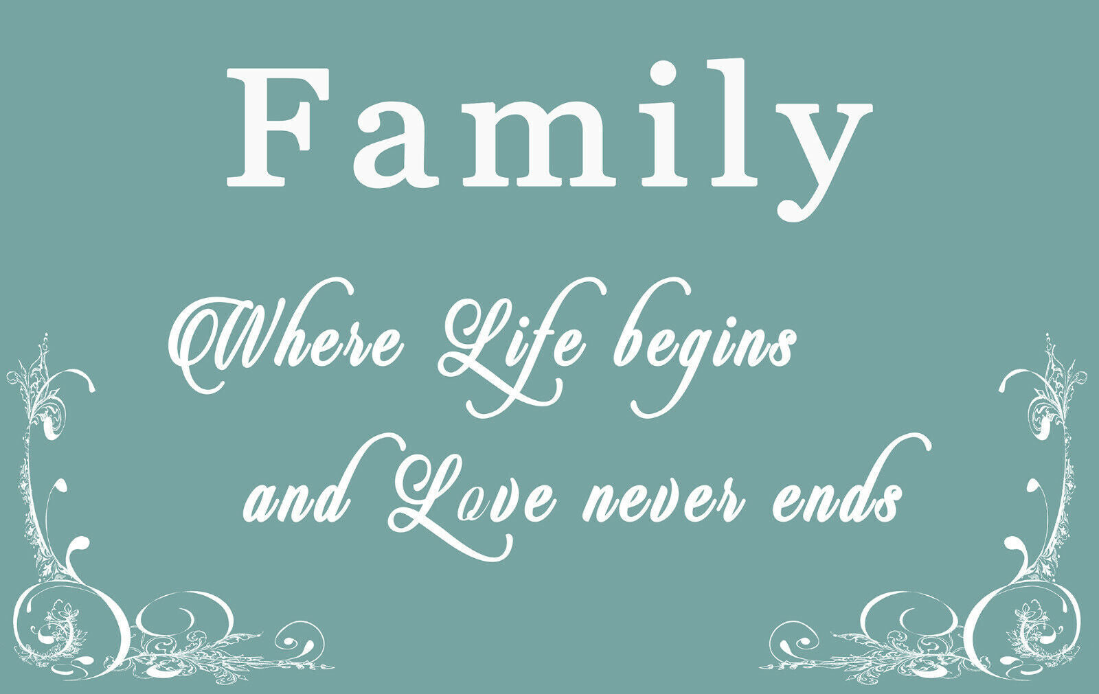 FAMILY QUOTE Where Life Begins - 2 - Duck Egg Blue Canvas Wall Art Picture Print