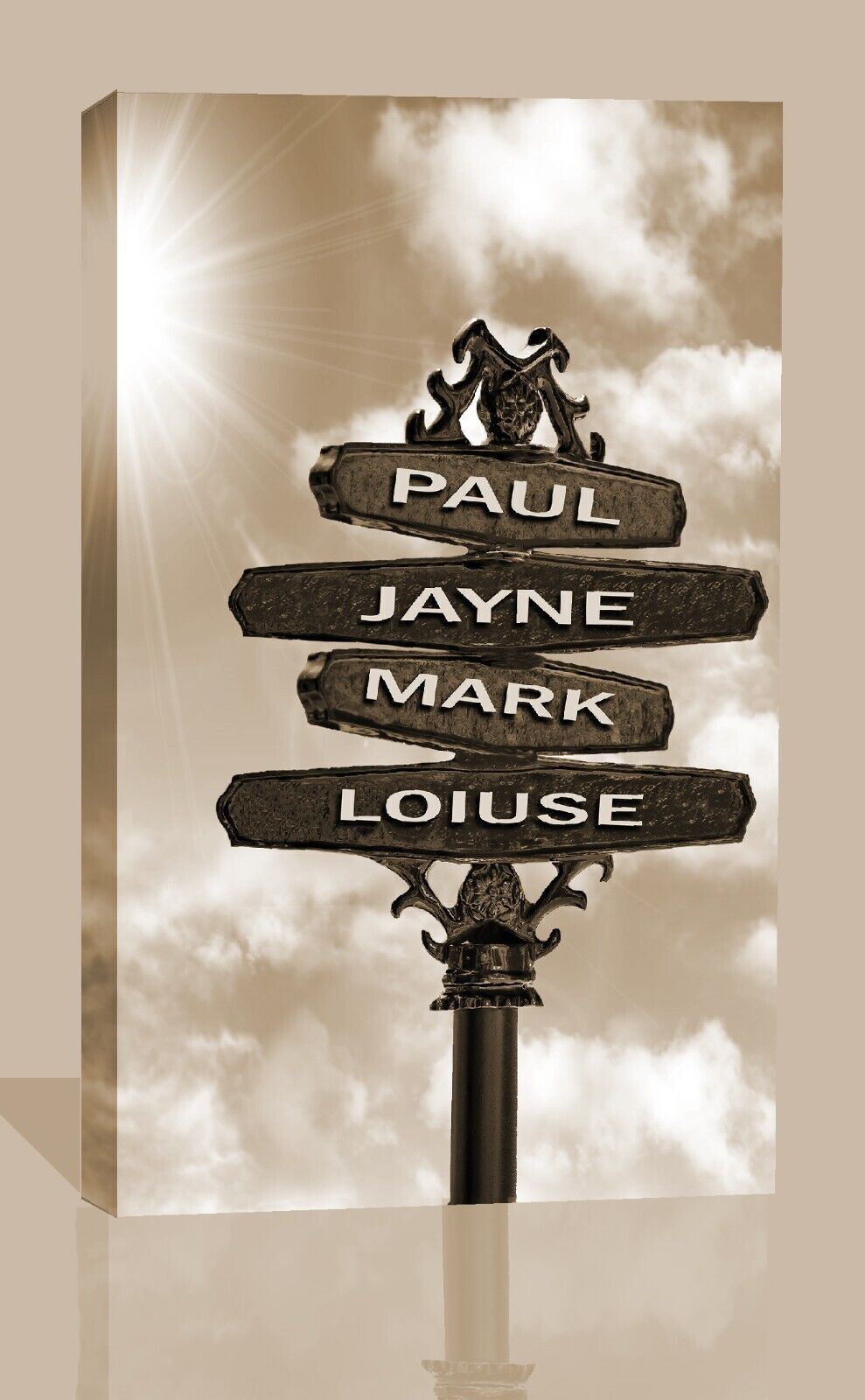 Personalized Personal Names on Vintage Street Sign Canvas Wall Art Print