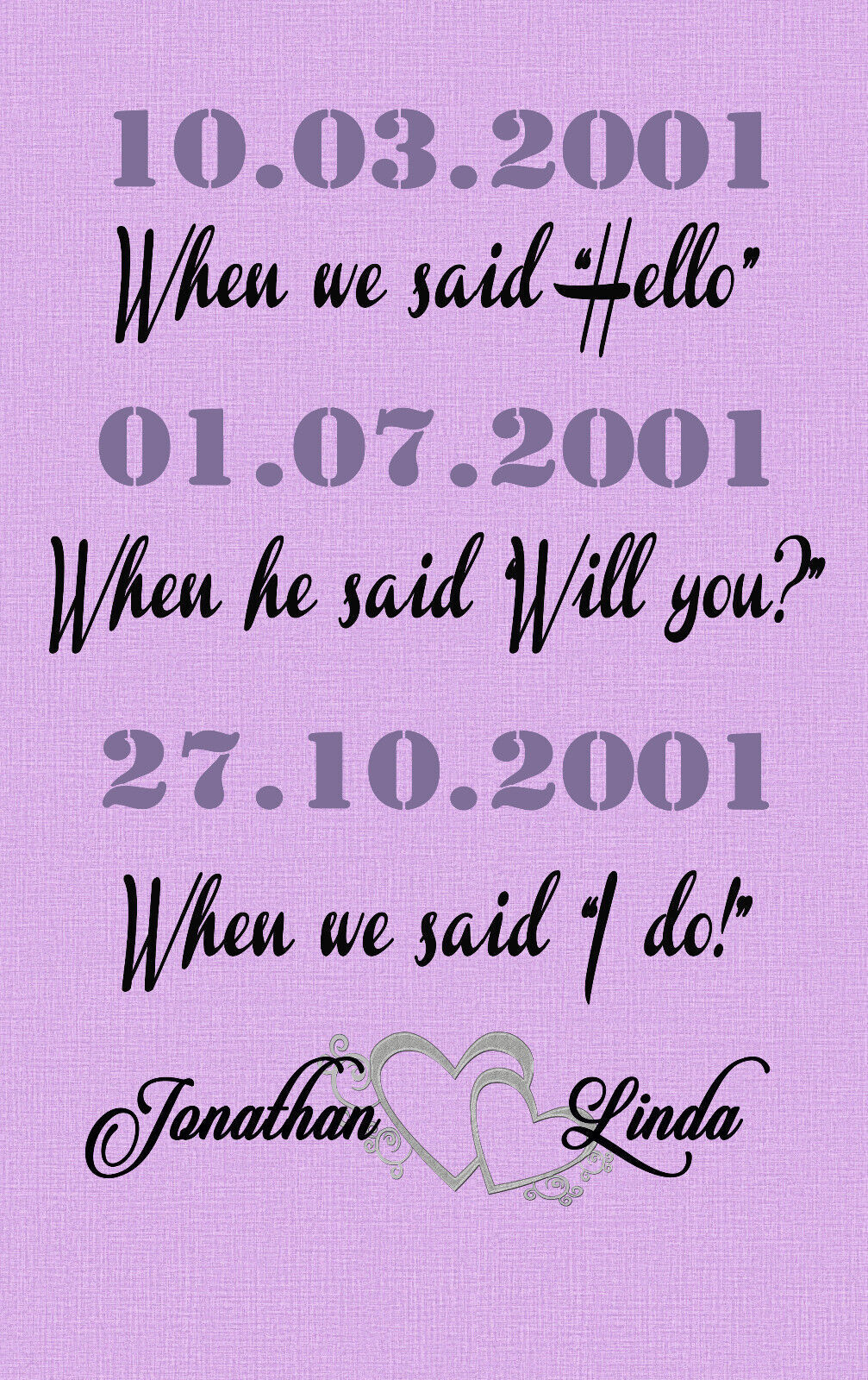 When we met dates personalised on Canvas Wall Art Print - ALL SIZES, ANY COLOUR