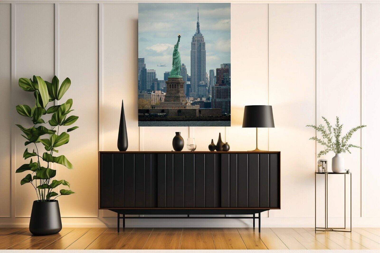 NEW YORK EMPIRE STATE LIBERTY VINTAGE  Canvas Wall Art Picture Print