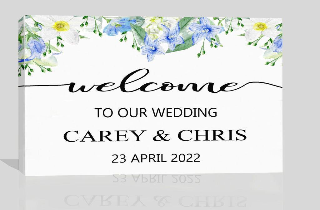 Personalised Floral Wedding Occasion Welcome Board Canvas Wall Art Picture Print
