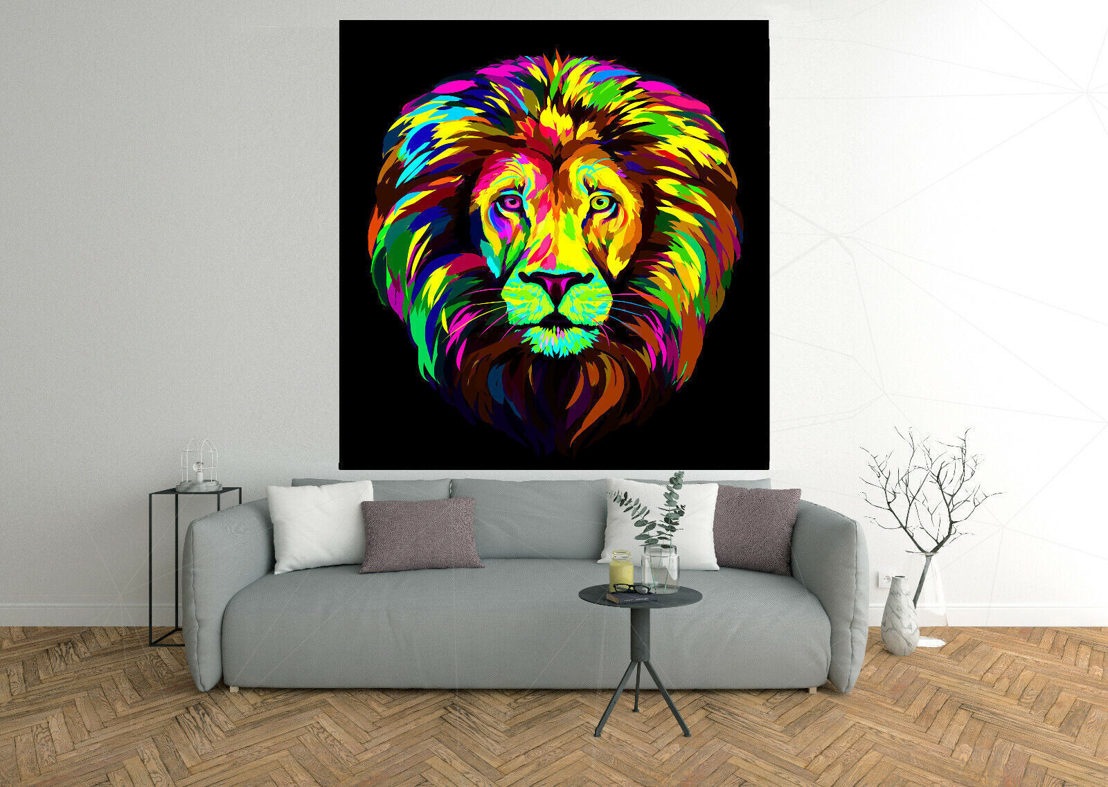 Colourful Lion Animal Abstract Pop Art Canvas Wall Art Picture Print