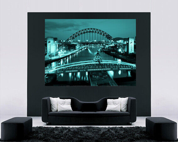 Duck Egg Blue Tyne Bridge Newcastle Abstract Canvas Wall Art Picture Print