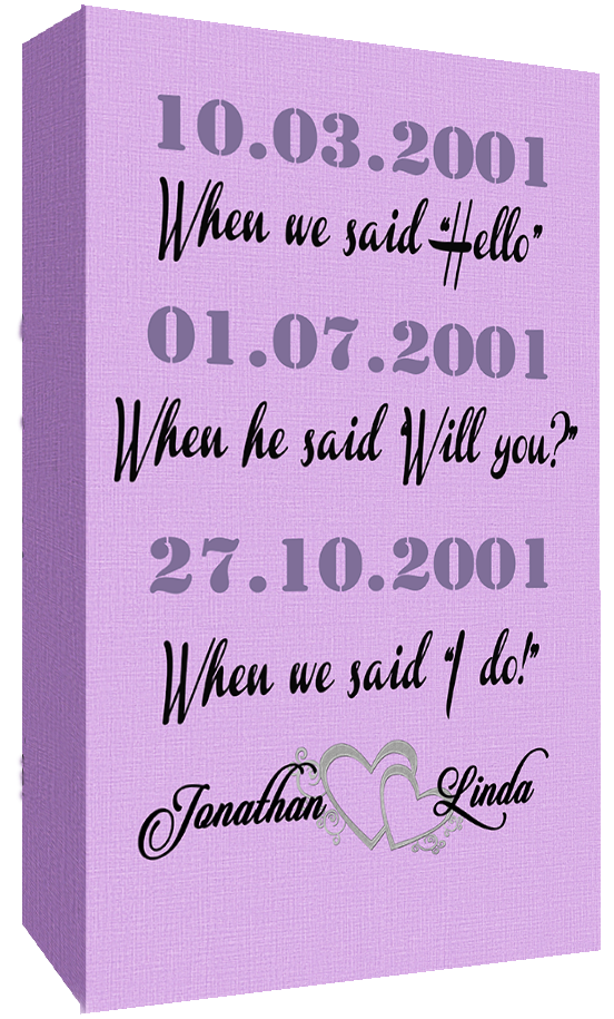 When we met dates personalised on Canvas Wall Art Print - ALL SIZES, ANY COLOUR
