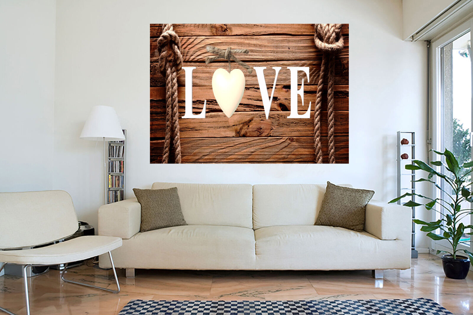 Shabby Chic Love Quote Decoration Framed Canvas Print Wall Art Ready To Hang