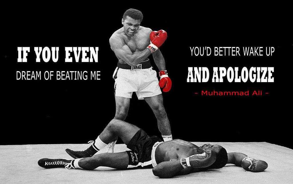 MUHAMMAD ALI BOXING FRAMED CANVAS PRINTS WALL ART FAMOUS QUOTE SPORTS A4 A3 A2