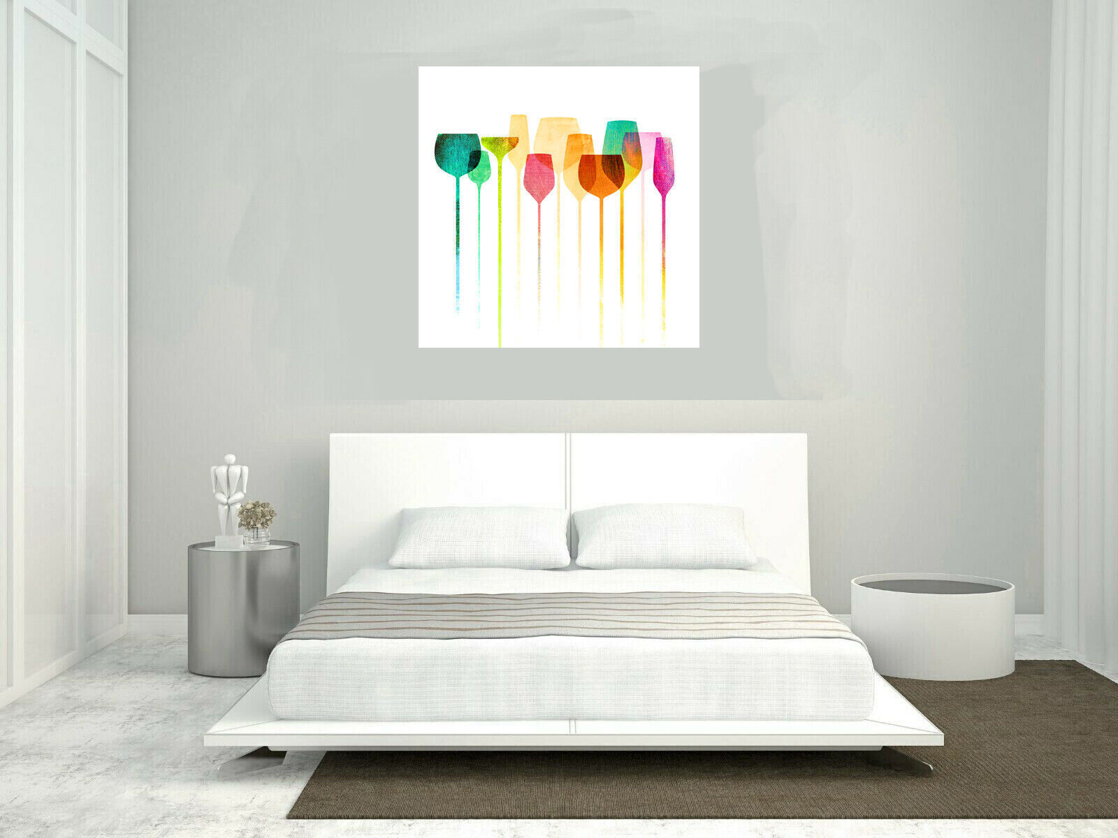 Wine Party Colourful Glasses Cotton Canvas Wall Art Picture Print