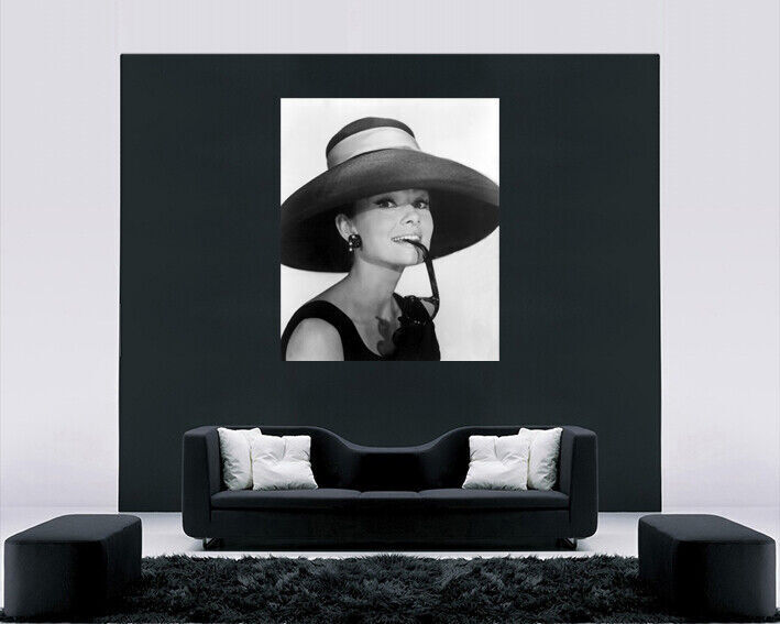 Audrey Hepburn With Sunglasses Black & White Canvas Wall Art Picture Print