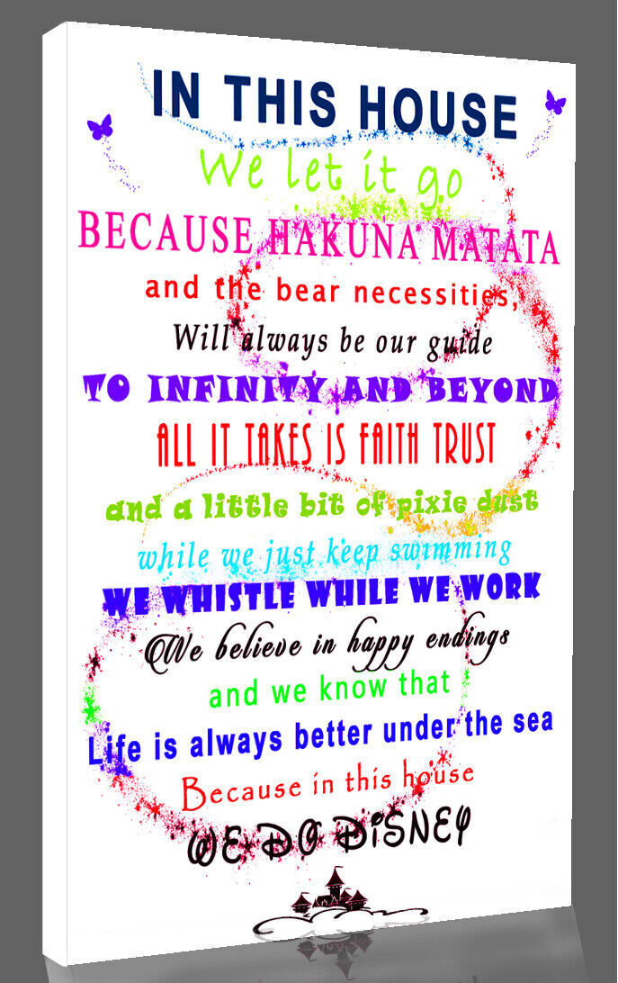 We Do Disney In This House Quote on CANVAS WALL ART Picture Print white multi