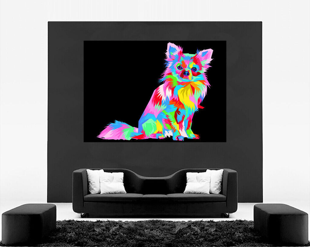 Colourful Chihuahua Dog Abstract Pop Art Canvas Wall Art Picture Print