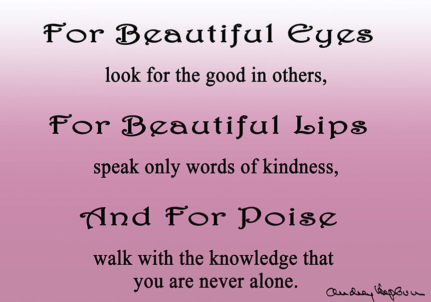 Audrey Hepburn Quote Lilac Canvas Wall Art  Picture - 100% cotton - A1, A2, A0