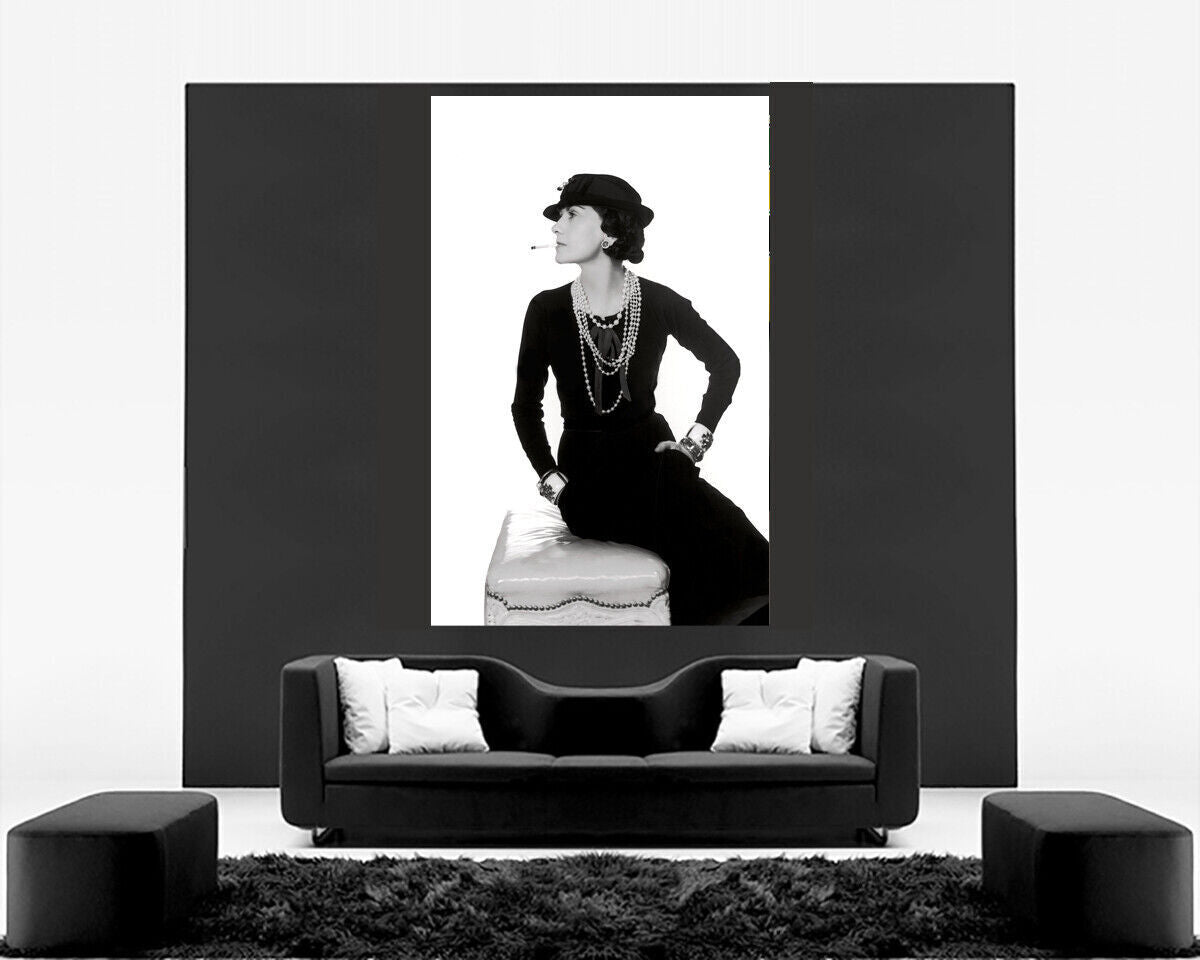 Art Deco Gabriel Chanel Icon Black and White CANVAS WALL ART PRINT PICTURE