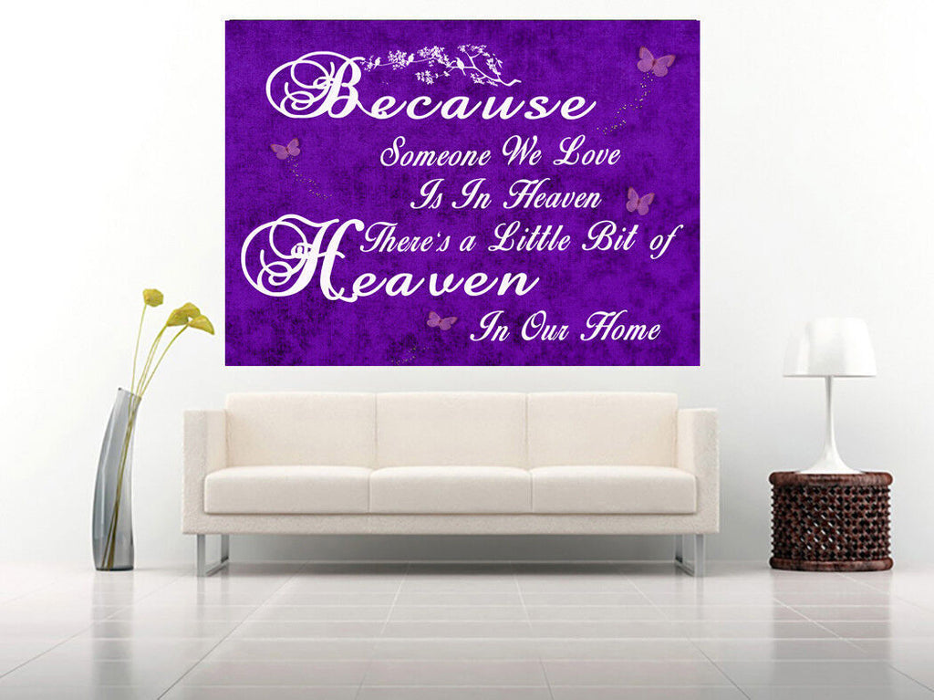 HEAVEN QUOTE - Life - Purple Canvas Wall Art Picture Print- ALL SIZES