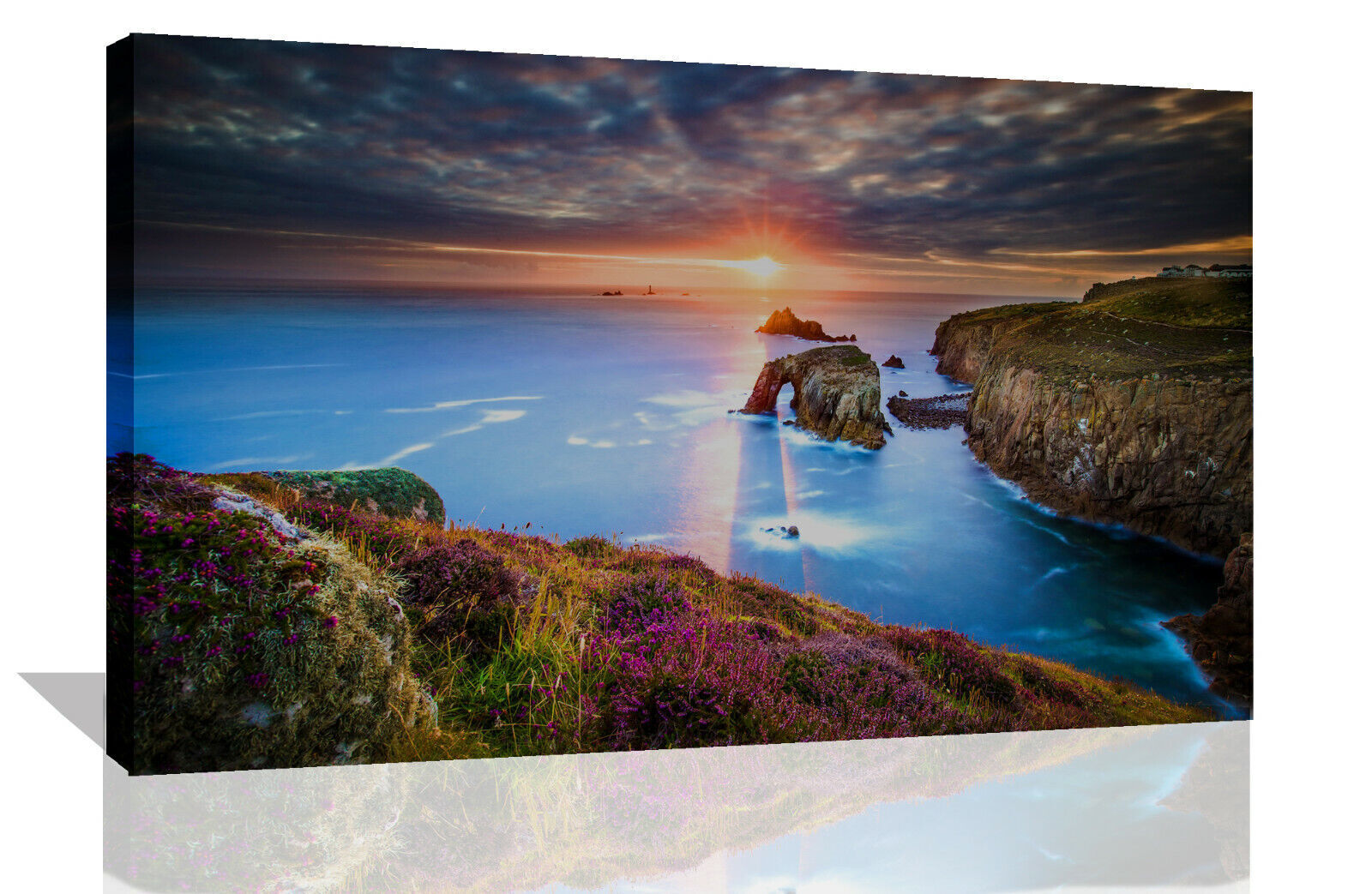 Sunset in Cornwall Landscape View Canvas Wall Art Picture Print