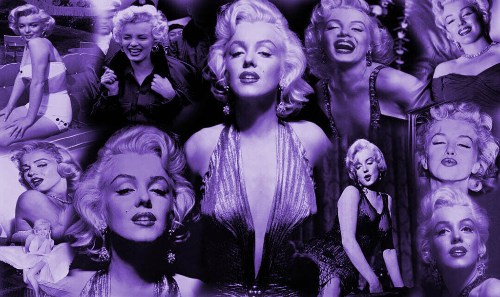LARGE PURPLE MARILYN MONROE COTTON CANVAS PICTURE COLLAGE WALL ART - ALL SIZES