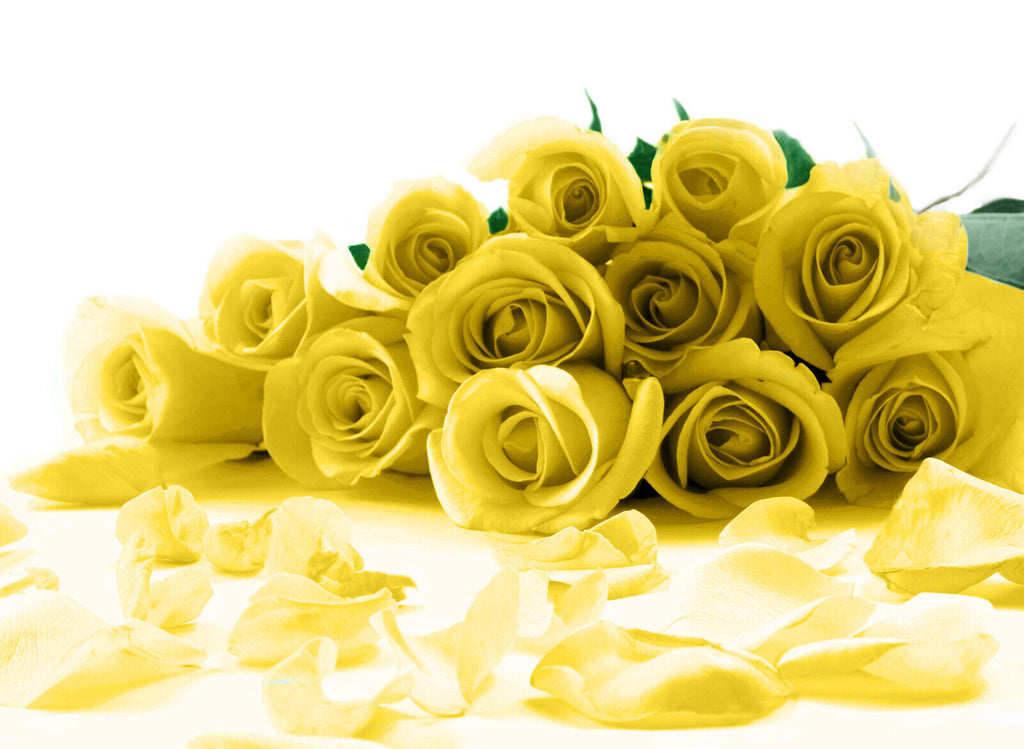 Yellow Roses Flower Canvas Wall Art Picture Print