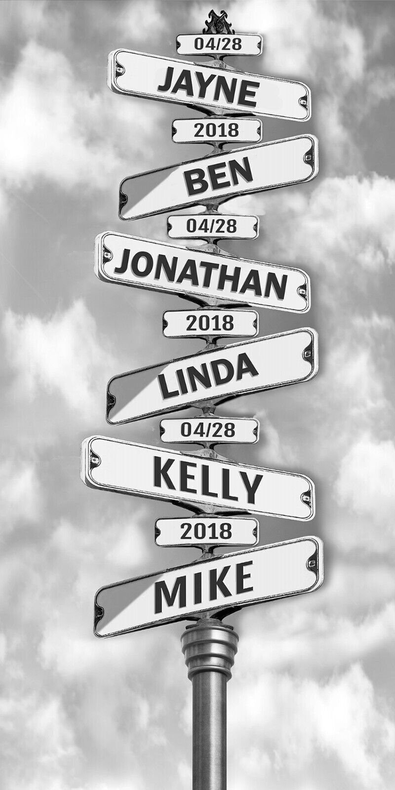Personalized  Personal up to 6 Names on Street Sign Canvas Wall Art Print