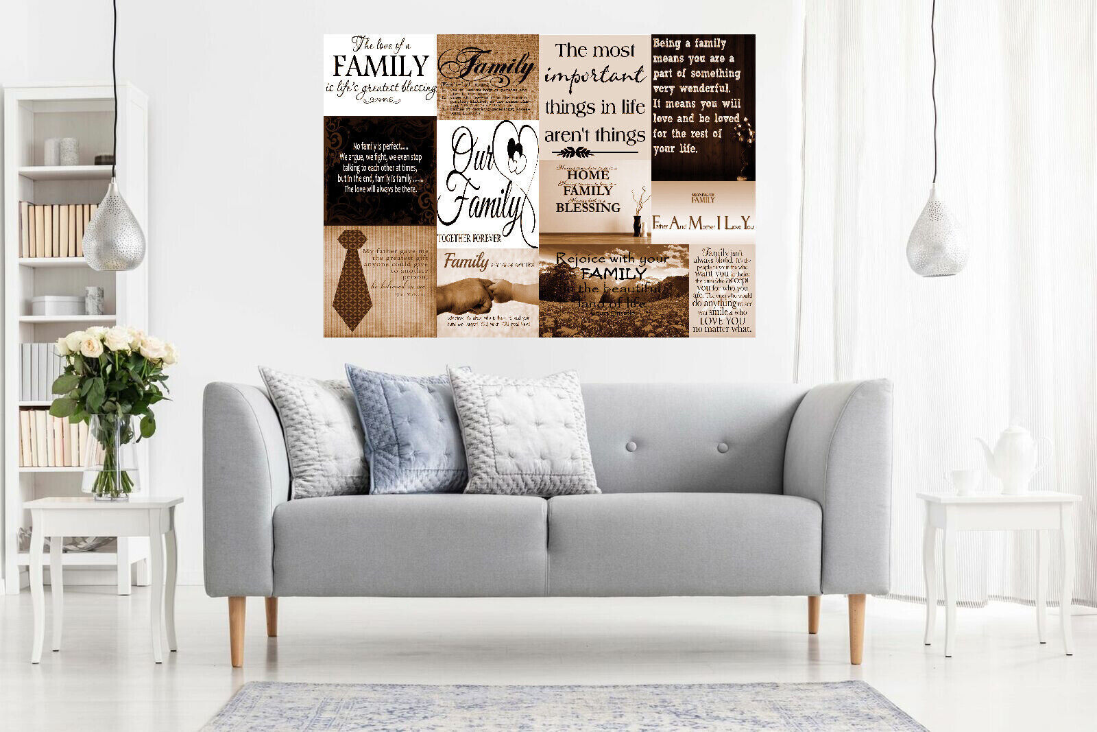 Family Quotes Brown Tone Canvas Wall Art  Picture 100% cotton - A1, A2, A0 sizes