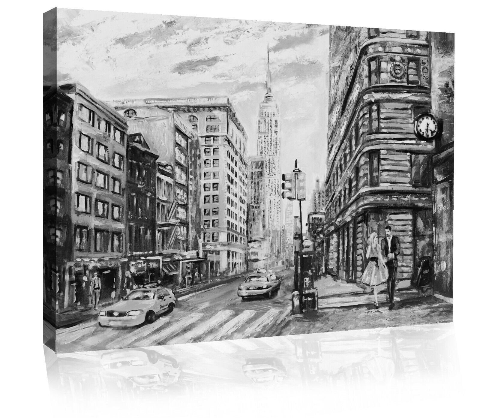 New York City Umbrella Canvas Wall Art Picture Print Oil Painting Black & White