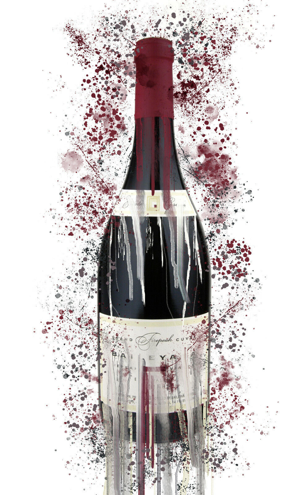 Abstract Wine Bottle Canvas Wall Splash Art Picture Print