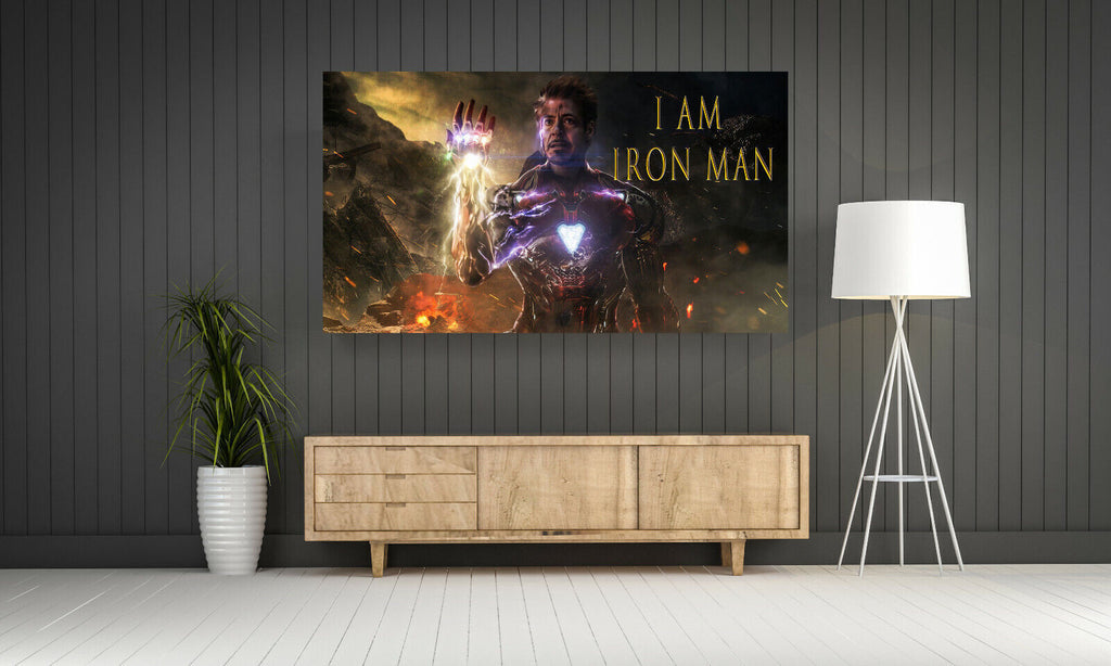 I am Iron Man - Avengers Film CANVAS WALL ART Picture Print Red